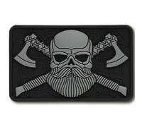 M-Tac Morale Patch Barba Skull Tactical Patch Patch Tactical Toppa 3D PVC Hook Fasteners, Black/Grey