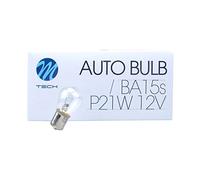 M-Tech M-10 X Lampadina BA15S 12 V 21 W S25 trasparente Z14ER per auto, luce targa con marchio E