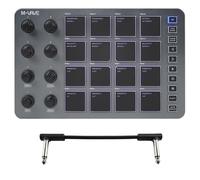 M-VAVE SMC-PAD Controller MIDI, pad MIDI portatili wireless Bluetooth con pad sensibili alla velocità, Beat Maker, cavo audio bianco da 6,35 mm (grigio)