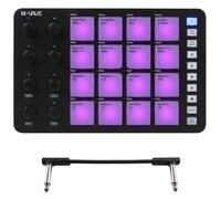M-VAVE SMC-PAD Controller MIDI, pad MIDI portatili wireless Bluetooth con pad sensibili alla velocità, Beat Maker, cavo audio bianco da 6,35 mm (nero)
