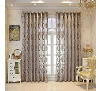 M&W DAS DESIGN Tenda semi-trasparente decorativa vintage retrò barocca in tessuto con occhielli per finestra, tenda ricamata in jacquard - Marrone 1 pezzo - L 199,9 cm x P 245,1 cm - per soggiorno