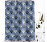 M&W DasDesign Tenda da doccia grigio blu Ginkgo foglie, piante, bagno, in tessuto con effetto antimuffa, lavabile, con 12 anelli a C con peso inferiore 180 x 200 cm (larghezza x altezza)