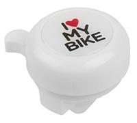 M-WAVE Bell, Steel, Plastic Lower Part with 2 Screws, White with 3-D-Sticker I Love My Bike, Each On Card