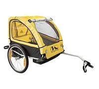 M-Wave Bicycle-Children Trailer Stalwart Kid 2, Foldable, Painted Alloy Suspension Frame, Black Yellow Canopy, 20 Wheels with Alloy Rims