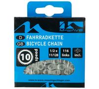 Catena bici M-Wave 10 velocità 116 maglie argento compatibile Shimano SRAM