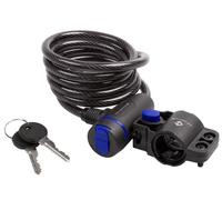 Lucchetto a Spirale Nero 1500x8 mm con Supporto e Cappuccio Antipolvere per Bicicletta