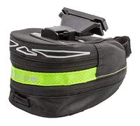 M-Wave Clip-On Saddle Bag, White, Through Zipper Enalrgable At The Bottom, with Light Bracket And 3 Elastic Straps At The Bottom, with Reflective Tape