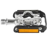 M-WAVE Peasy, Pedale Combinato, Doppia Funzione, Corpo e Gabbia in Alluminio, ASSE CNC Crmo, con Cuscinetti a Sfera industriali. Unisex Adulto, Nero/Argento, Taglia Unica