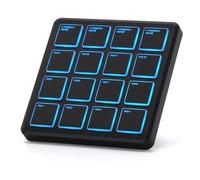 M-WAVE Controller MIDI wireless, 10,4 x 10,4 cm, 0,1 kg, controller MIDI USB portatile Bluetooth con 16 pad MPC, ripetizione note, pulsanti a livello completo, batteria ricaricabile (tasca nera)