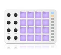 M-WAVE Controller MIDI Wireless Pads, Bluetooth Portatile USB MIDI Controller con 16 MPC Drum Pads, 8 Manopole Assegnabili, Note Repeat, Pulsanti di Livello Pieno, Batteria Ricaricabile (White Pad)