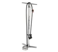 M-WAVE Floor Pump, Alloy, Silver, W/2.5 Manometer, W/Universal Double Pump Head for Fv/Av/DV, Max.10 Bar / 145 Psi