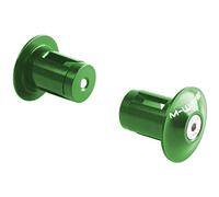 M-WAVE Handlebar Plugs, Alloy, Green Anodized, for Inner Dia.17.5-19.5 Mm, W/Stainless Steel Screw, One Pair On Card