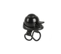 M-WAVE Mini Bell Bella Dome, Alloy Black/Black Plastic Base, 360° Turnable, Mounting By Rubber Ring, On Card incl. 2 Rubber Rings