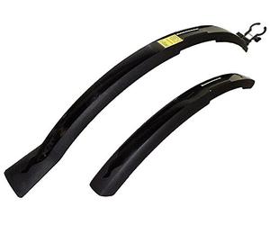 M-WAVE Mudguard Set, for 26/27/28 Wheels, Pp-Plastic, 1 Set = Front + Rear, Reinforcement At The Side, with Clip On Bracket, for V- And Cantilever -Brake, Black, Long Splash Guard