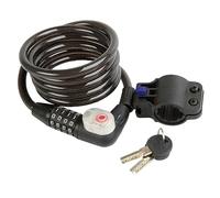 M-Wave Steel Cable Lock, 1800 X 10 Mm, with Transparent Cable Cover, with 3 Digits + 2 Keys, with Illumination, with Bracket, On Card