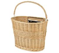 M-WAVE Wicker Basket, Willow Black Plate, Size: 38X28X26 Cm (Wxlxh), with QR Bracket for Fitting On The Handle Bar STEM from Dia. 22.2 To 32.0 Mm, Not Usable for Ahead-STEM