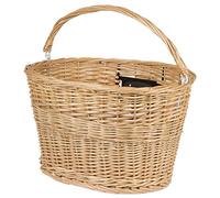 M-Wave Wicker Basket, Willow with Coating And Black Plate, Size: 380 X 280 X 265 Mm, with QR Bracket for Fitting On The Handle Bar STEM from Dia. 25.0 To 32.0 Mm, Not Usable for Ahead-STEM
