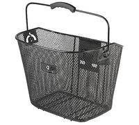 M-WAVE Wire Basket with Clip-On Bracket, Steel Net, Bracket for Handlebar 22.2-31.8 Mm, Plastic Covered, Ergonomic Handle, with Card