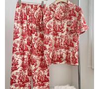 M-XL 2pcs Set Pigiama Lungo / Manica Corta Camicia E Pantaloni per Donne Nuovo