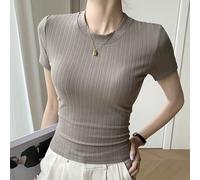 M - XXL Girocollo T-Shirt Casual Maniche Corte Sexy di Fascia Alta Top per Donne