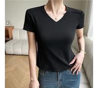 M-XXL Maglietta Casual A V Maniche Corte Top Basic Moda Per Donne