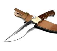 M. Zille Coltello Artigianale in Acciaio Balestra Forgiato A Mano Manico Legno Lama Fissa-Coltello da Caccia Coltello da Collezione Coltello BUSHCRAFT