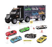 m zimoon Giocattoli Camion, Giocattolo Camion del Trasportatore di Auto Set con Accessori 8pcs Regalo di 6pcs Mini Metallo Auto per 3-12 Anni Ragazzi Ragazze Bambini