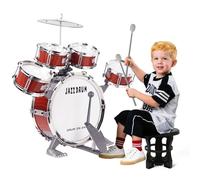 m zimoon Kit Batteria Jazz Per Bambini, 5 Tamburi Con Sgabello Pedale E Bacchette Per Principianti Strumento Musicale Percussione Giocattolo Vacanze Compleanno Regalo Educativo Per Ragazzi E Ragazze
