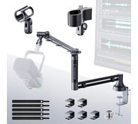 M05 Pro, braccio per microfono girevole a 360° con supporto da scrivania, braccio pieghevole per microfono da scrivania con adattatore a vite da 3/8" a 5/8", braccio microfono per live streaming