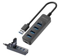 M0use Hub USB 3.0 a 5 Gbps Splitter USB 3.0, adattatore multiporta USB | compatto plug and play, hub USB 4 porte, hub USB 3.0 multiplo, trasferimento dati veloce, estensione USB per computer