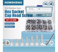 M1.6 M2 M2.5 M3 M4 M5 M6 M8 Kit dadi per viti a testa esagonale in acciaio inossidabile 304 Bullone e dadi con tappo a brugola con rondelle Set