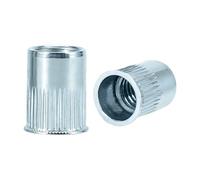 M10 Kleinkopf-Nennmuttern mit ovalem Kopf, 100 Stück, blau-weiß verzinkt, gerändelt, Gewindeeinsatzmuttern für Möbel, Automobil, Dekoration, Elektrotechnik und Industrie