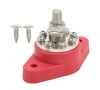 M10 Power Distribution Terminal, 3/8in Red Single Stud Battery Junction Post Bus Bar Block for 12V 48V Cars RVs Ships Trucks, Copper Core with Insulated Plastic Base and Stainless
