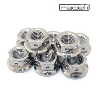 M10 Titanio Hex Flangia Dado Forato Blocco Filo Sicurezza da Corsa x1.25 Pignone