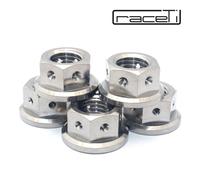 M10 Titanio Hex Flangia Dado Forato Blocco Filo Sicurezza Gara x1.25 Pignone