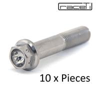 M10 X 45mm x 1.5 Titanio Hex Flangia Forato Bullone Ti Vite 45 Gara Lockwire