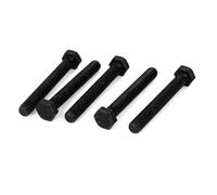 M10x75mm Grade 8.8 Fully Thread External Hex Cap Screw Fastener Bolt Black 5pcs