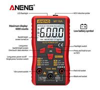 M118A Multimetro digitale con range automatico TRMS 6000 conteggi Tester - Misura tensione AC DC Corrente Resistenza Capacità Diodo Continuità NCV e Zero Fire Wire con torcia