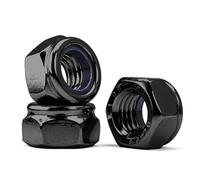 M12-1,75 Dadi di Bloccaggio in Nylon, Dadi Esagonali in Acciaio Inossidabile 304 Nero, Dadi Autobloccanti DIN985 (10 Pezzi)