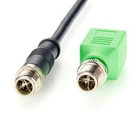 M12 X Code 8 pin femmina a RJ45 femmina CAT6A 10 Gbps Ethernet | Adattatore Ethernet industriale schermato per automazione, ingegneria meccanica, robotica, SPS, Machine Vision e IoT