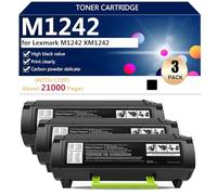 M1242 Cartucce Toner con Chip per Lexmark M1242 XM1242 Stampanti, per Scuole, Ospedali e Banche, 21000 Pagine,Black-3 pack