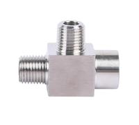 M14 M16 M20 1/2" 3/8" BSPP Female Thread Stainless Steel Tee Type 3 Way High Pressure Pipe Fitting Connector(Female-Male-Male,NPT3I8)
