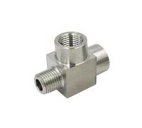 M14 M16 M20 1/8" 1/4" 3/8" 1/2" 3/4" BSP Female Thread 304 Stainless Steel Tee Type 3 Way High Pressure Pipe Fitting Connector(M-F-F,1/2")