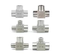 M14 M16 M20 1/8" 1/4" 3/8" 1/2" 3/4" BSP Female Thread 304 Stainless Steel Tee Type 3 Way High Pressure Pipe Fitting Connector(M-M-M,M14x1.5) Plumbing Fittings