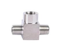 M14 M16 M20 3/8" 1/2" BSPP Female Thread Stainless Steel Tee Type 3 Way High Pressure Pipe Fitting Connector(Male-Female-Male,BSP3I8)