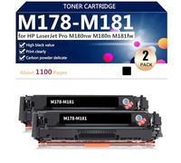 M178-M181 Cartucce di Toner Compatibili per HP LaserJet Pro M180nw M180n M181fw Stampanti, alta Capacità 1100 Pagine, Stampa Nitida,2*Black