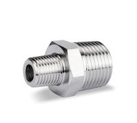 M18x1.5mm-1/2" BSPT Male Thread 304 Stainless Steel High Pressure Hex Nipple Pipe Fitting Connector