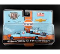 M2 1973 Chevy C30 Zeppa Camion & 1978 Silverado 10 Bedless Gulf MJS07 1/64 Chase