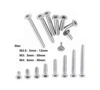 (M2.5X5mm 50 pezzi) M 25 M3 M4 304 A2-70 304 Acciaio inossidabile Vite a testa svasata piatta Torx Bullone