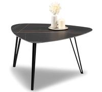 M2 Kollektion Liv 3 - Tavolino moderno 68 x 83 x 45 cm, piastra in pietra sinterizzata e struttura in metallo stabile, antigraffio, resistente al calore e facile da pulire, design triangolare con